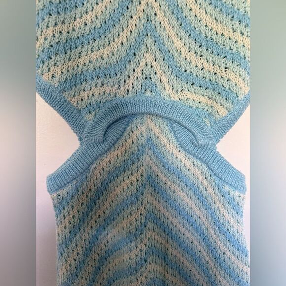 NWT For Love And Lemons Corinna Blue Sleeveless Knit Crochet Bodycon Dress Small - Picture 8 of 10